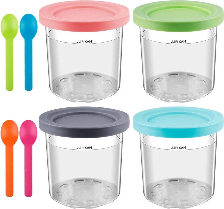 Set van 4 ijsbakjes met deksels BPA-vrij vaatwasmachinebestendig vervangende containers lekvrije ijsbekers herbruikbare ijsblokjes voor NC301 NC299AMZ NC300-serie