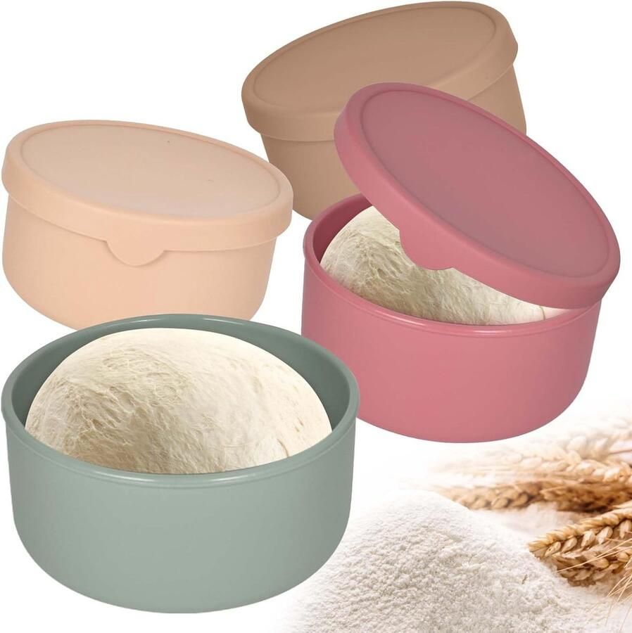 Set van 4 Innovatieve GärBoxen voor Pizzadeeg Ruimtebesparende Siliconen Dozen voor Deeg Perfect voor Pizza Accessoires en Bakken