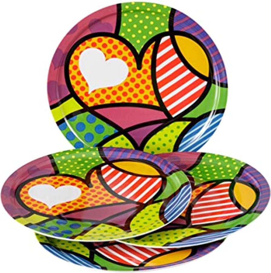 Set van 4 kleurrijke pizzaborden met poppatroon Porselein Ø 31 cm