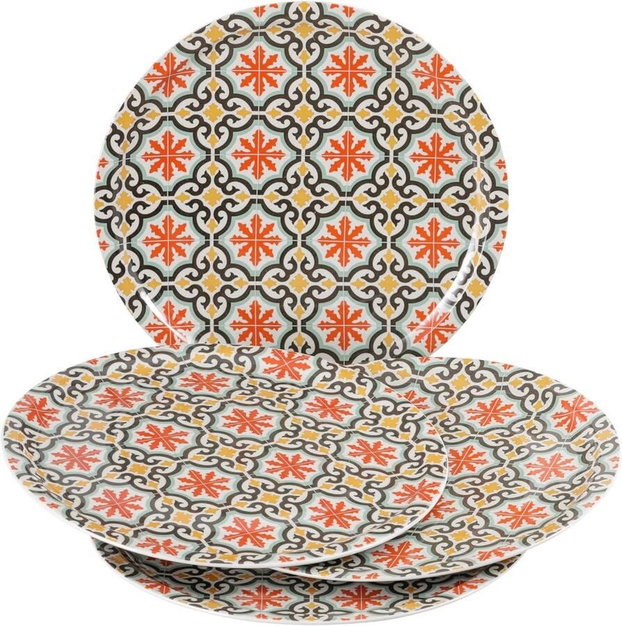 Set van 4 kleurrijke pizzaborden van porselein Ø 31 cm