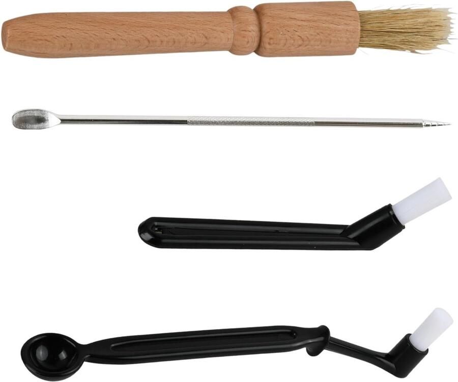 Set van 4 Koffie Reinigingsborstels met Houten Handvat Barista Borstel en Zeefhouder Nylon Accessoires voor Koffiemachines en Koffiemolens