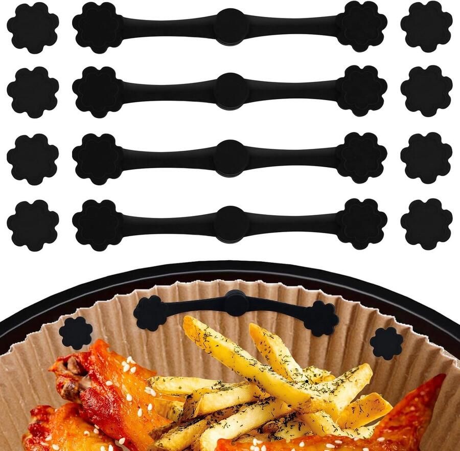 Set van 4 magneten voor airfryer-bakpapier magnetische siliconen gespset voor perkamentpapier magneet voor heteluchtfriteuse airfryer-accessoires voor Ninja Philips Cosori