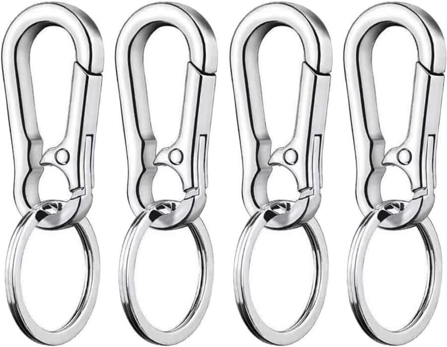 Set van 4 metalen clips voor honden- en kattentags handige clip met sleutelhanger houder voor halsband en harnas