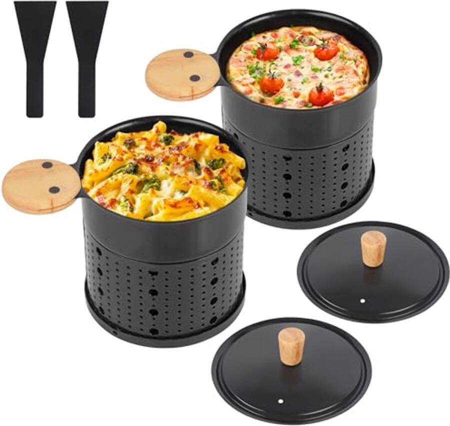 Set van 4 mini raclettegrills raclette oven set met anti-aanbaklaag