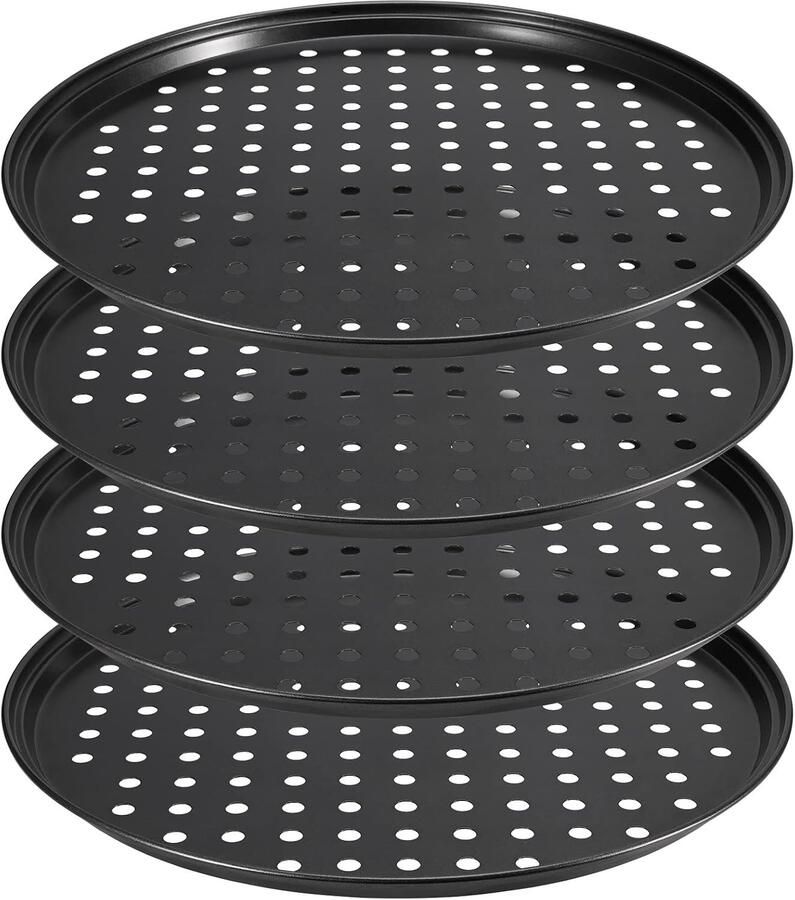 Set van 4 Perforated Pizza Bakplaten van 26CM Ideaal voor Oven Non-Stick Perfecte Pizzabodem