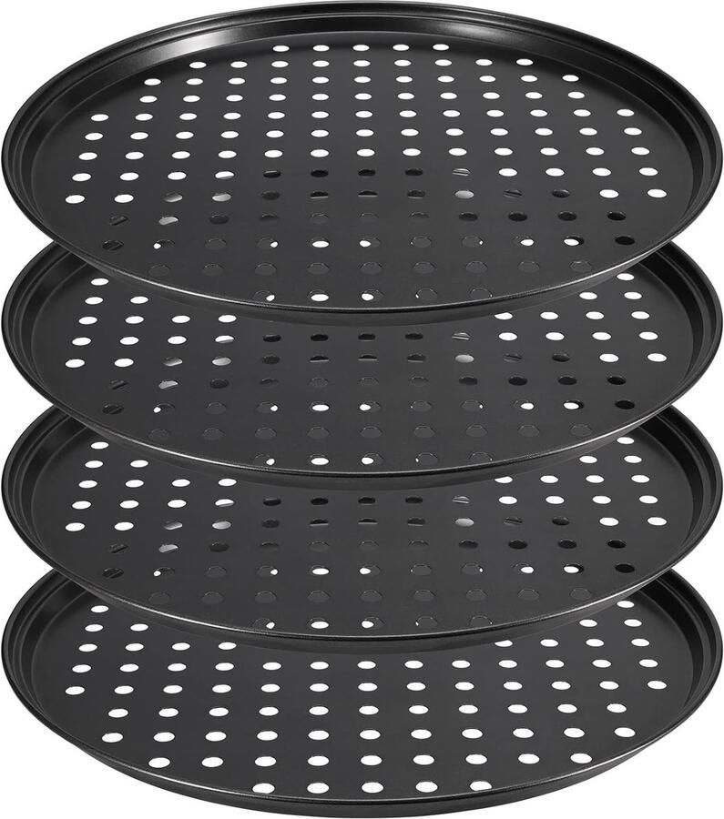 Set van 4 Perforated Pizza Bakplaten van 26CM voor Perfecte Ovenpizza's Antiaanbaklaag en Duurzaam Ontwerp