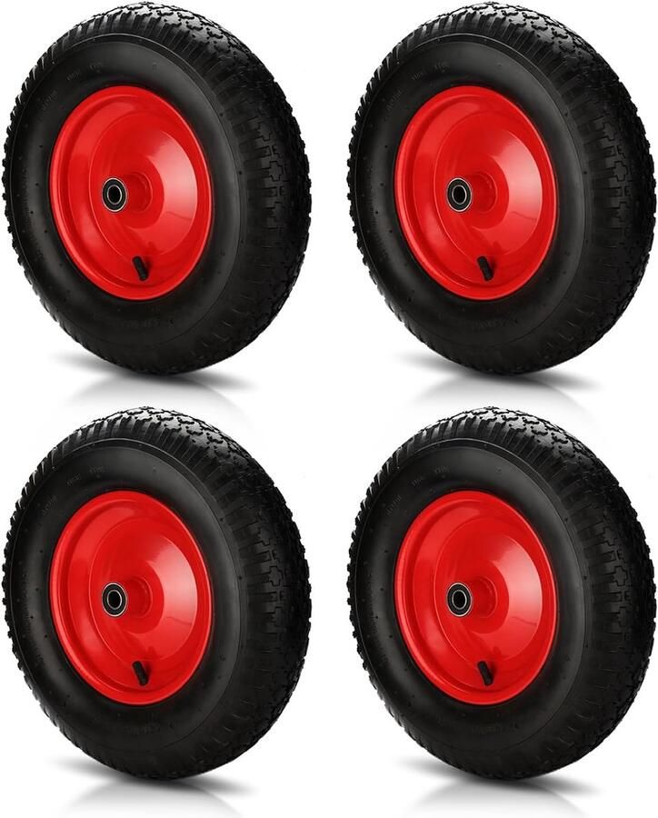 Set van 4 reservewielen 4.80 4.00-8 zwart-rood