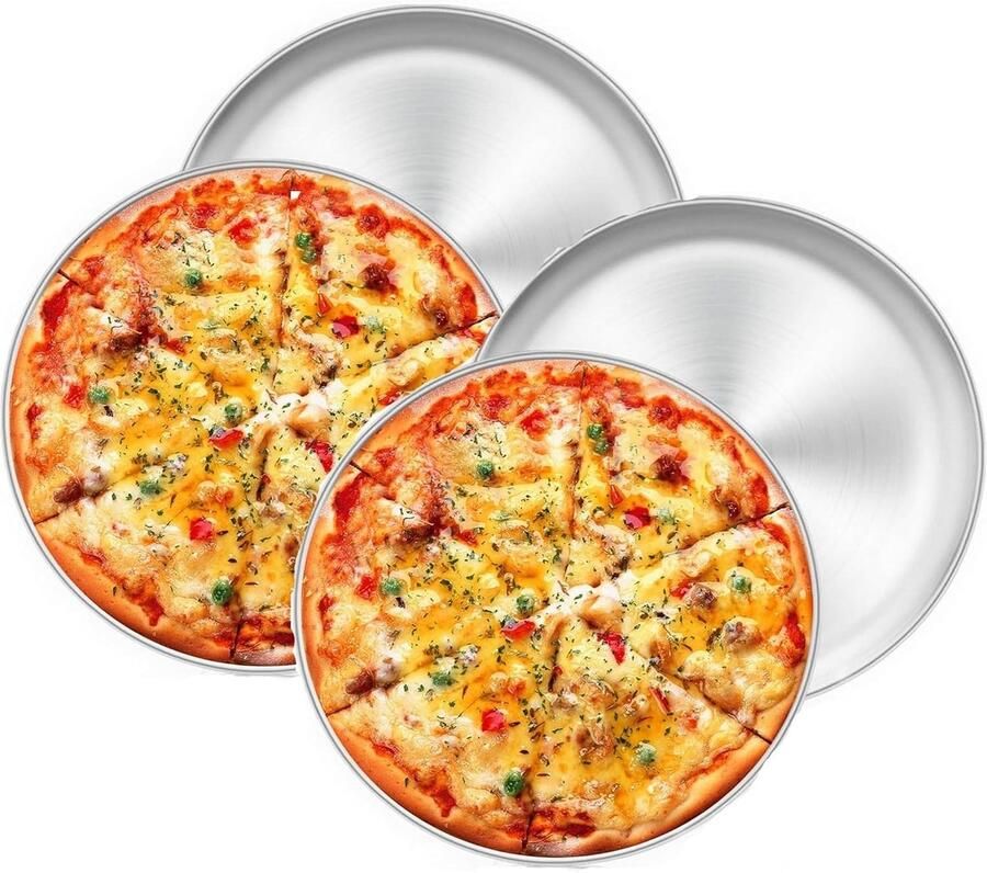 Set van 4 roestvrijstalen pizzaplaten van 26 cm Perfect voor thuis pizza bakken oven gebruik en grillen