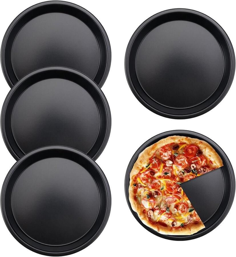 Set van 4 ronde 15 cm pizza bakvormen van koolstofstaal Mini anti-aanbak pizza platen voor het bakken van pizza taarten en quiches