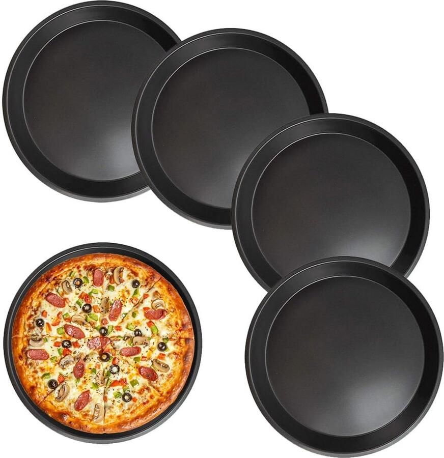Set van 4 Ronde Pizza Platen voor Oven 16 cm Antiaanbaklaag