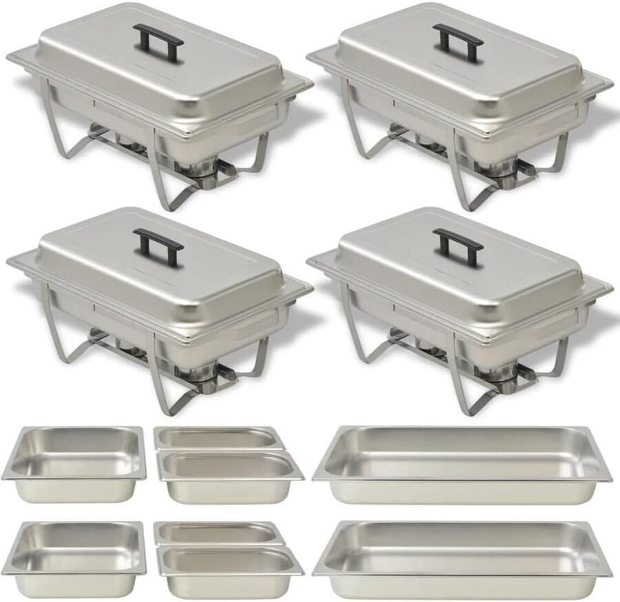 Set van 4 RVS Buffet Warmer Set Voor Voedsel Opwarmen