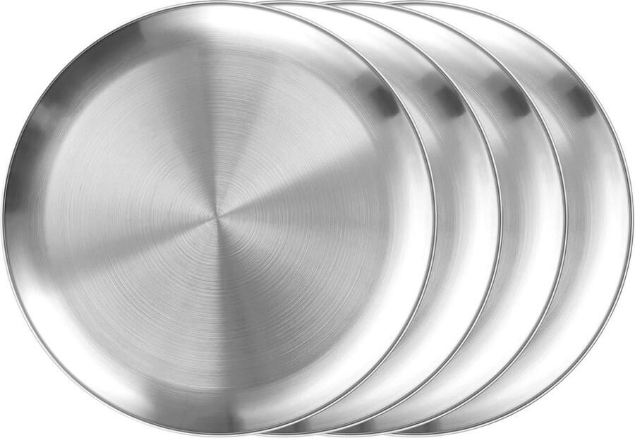 Set van 4 RVS Pizza Borden 30 cm Ronde Bakvorm voor Oven en Serveren