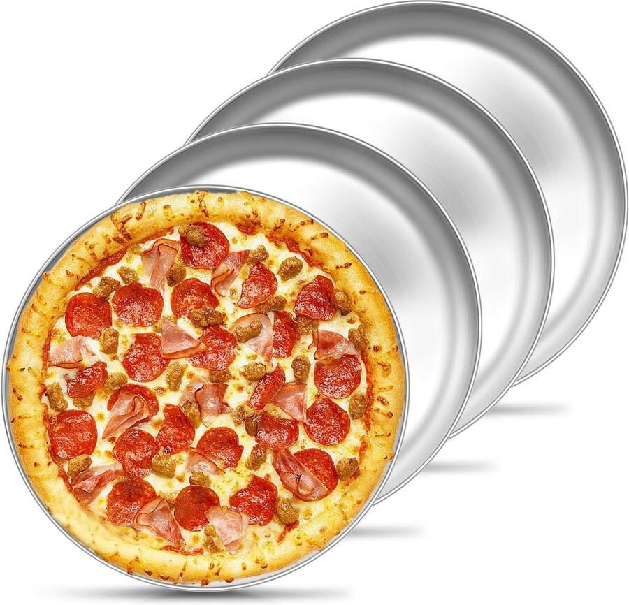 Set van 4 RVS Pizzaborden van 26 cm Ideaal voor Pizza's Taarten en Snacks