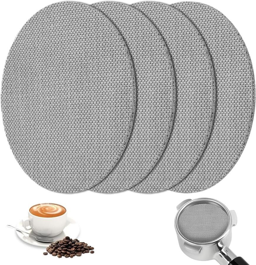 Set van 4 RVS Puck Screens voor Espresso 58.5mm Filter Herbruikbare Strainer met 150µm Dichtheid voor Perfecte Espresso Extractie