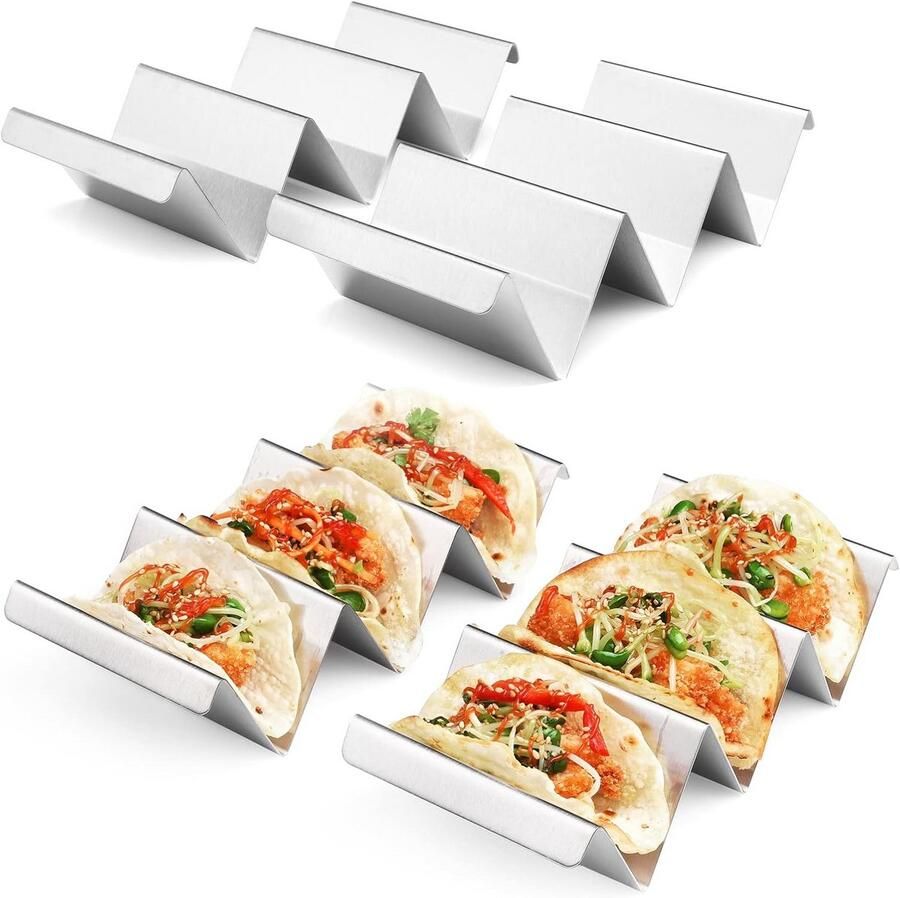 Set van 4 RVS Taco Houders voor Oven en Grill