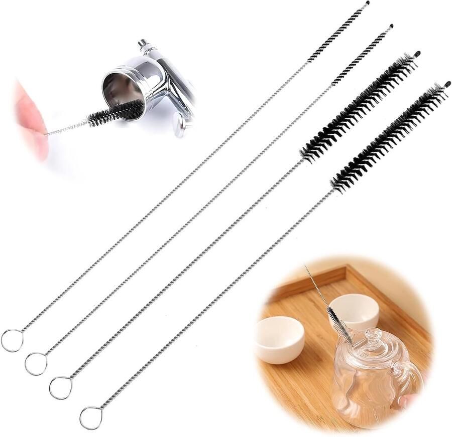 Set van 4 schoonmaakborstels voor melkleidingen van volautomatische koffiemachines 3 mm en 7 mm diameter ideaal voor onderhoud en reiniging