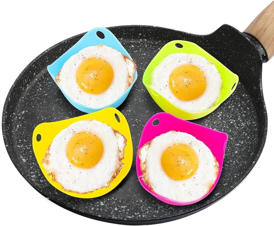 Set van 4 Siliconen Eierdampers voor Gepocheerde Eieren Hittebestendig en Anti-aanbak Kookgereedschap