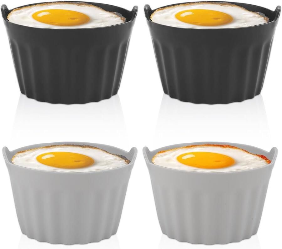 Set van 4 Siliconen muffinvormpjes Antiaanbak siliconen bakvormpjes Cupcakevormpjes Herbruikbaar Eiervormpjes voor de airfryer Bakaccessoires Geschikt voor cupcakes puddingen en eiertaartjes