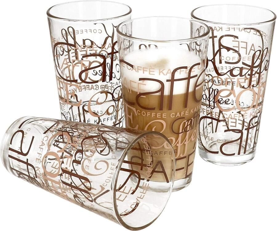 Set van 4 stapelbare latte macchiato mokken met 39cl capaciteit