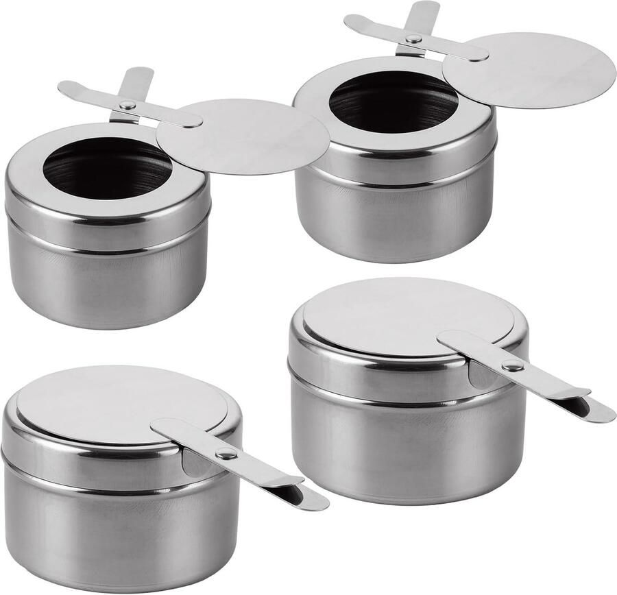 Set van 4 Stuks RVS Branders voor Chafing Dish Fondue en Buffet Warmers Ideaal voor Catering en Feesten