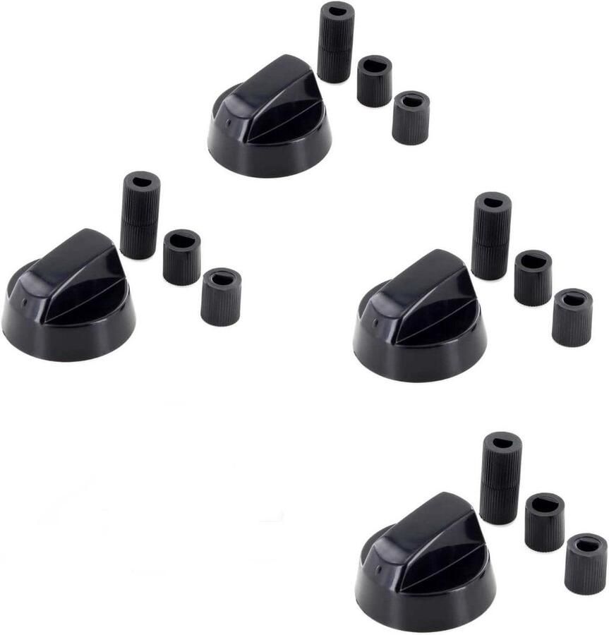 Set van 4 universele kookplaatknoppen zwart stijl en precisie voor je fornuis