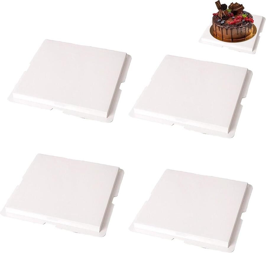 Set van 4 Vierkante Cakevormen Herbruikbare Bakaccessoires voor Taarten Hygiënisch en Veilig Gebruik met Voedsel