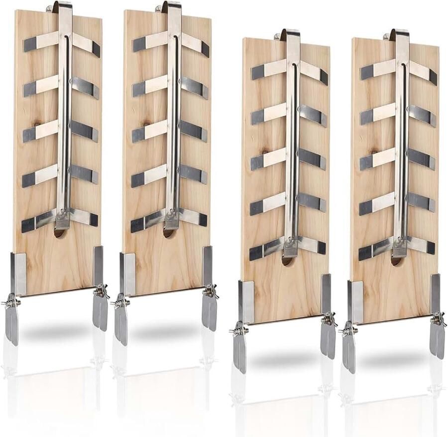 Set van 4 vlamzalmplanken van cederhout zalmplanken voor het grillen met roestvrijstalen houder 5 hoekniveaus voor vuurschaal barbecue vuurkorf