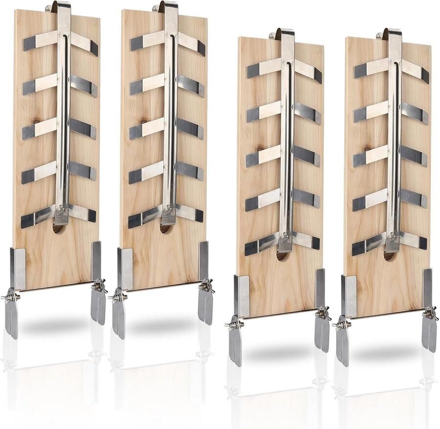 Set van 4 vlamzalmplanken van cederhout zalmplanken voor het grillen met roestvrijstalen houder 5 hoekniveaus voor vuurschaal barbecue vuurkorf