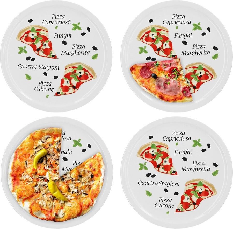 Set van 4 XL Porseleinen Pizza Borden 30.5 cm voor Pizza en Pasta Vaatwasserbestendig