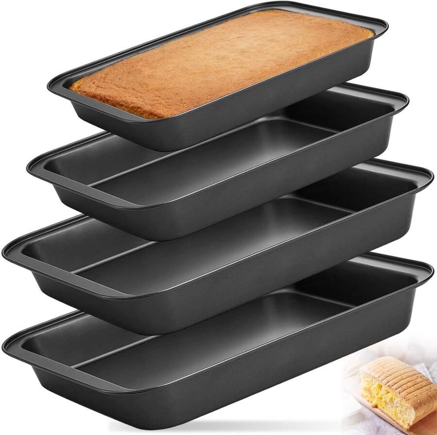 Set van 4 zware koolstofstalen bakplaten voor oven anti-aanbak ideaal voor gebak cake en braadschalen