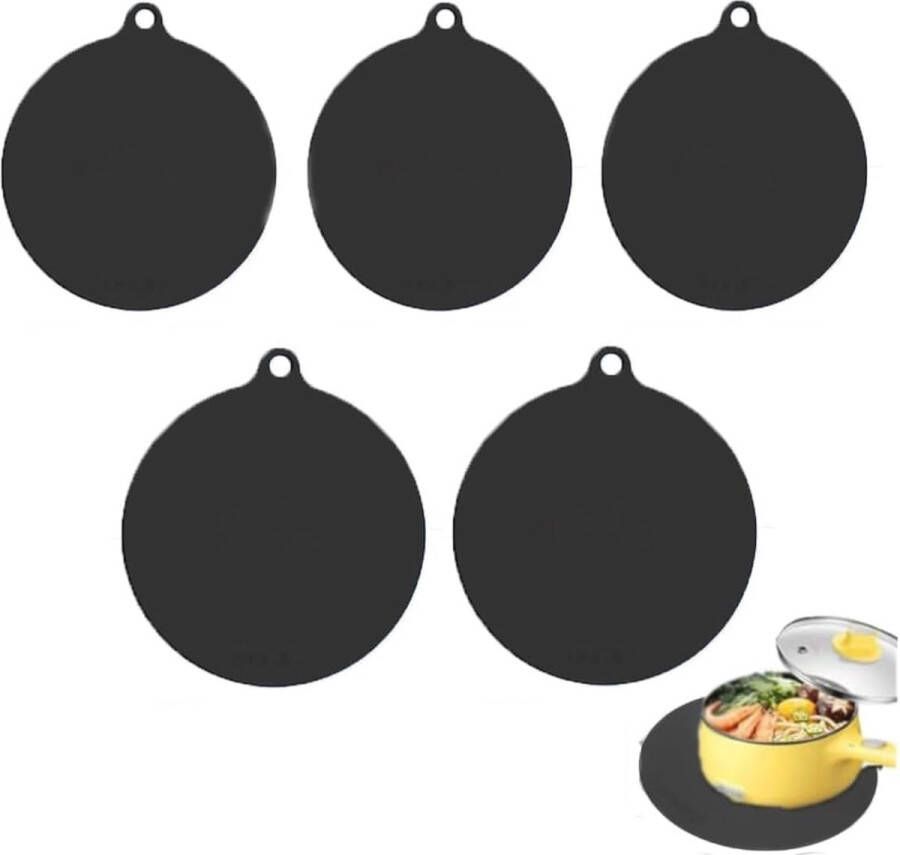 Set van 5 Antislip Inductiekookplaat Beschermmatten Silicone Kookzool Krasbescherming en Warmte-isolatie