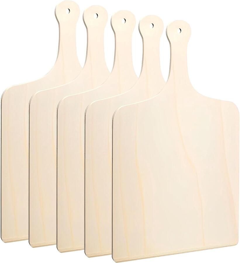 Set van 5 Houten Pizzaschoppen 42 x 30 cm Ideaal voor Thuis Pizza Bakken Brood en Flambé gerechten
