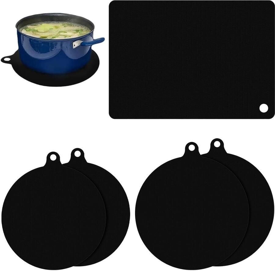 Set van 5 Inductiematten Antislip Bescherming voor Inductiekookplaat Krasbestendig en Hittebestendig met Ophanggaatje Ideaal voor Keuken en Kookgemak