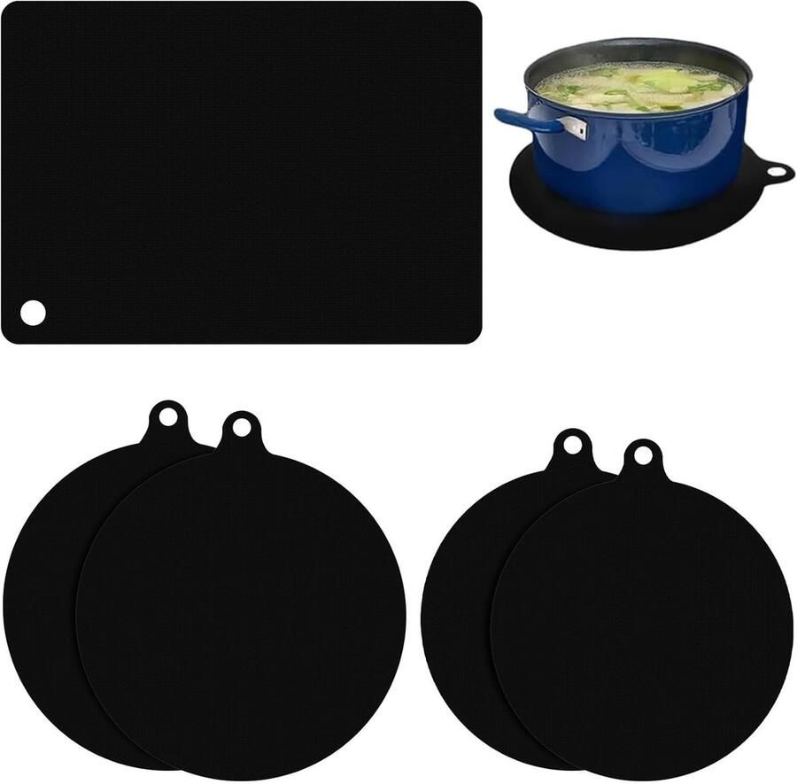Set van 5 Inductiematten Antislip Beschermmatten voor Inductiekookplaat Krasbestendig en Hittebestendig met Ophanggaatje Ideaal voor Keuken en Kookgerei