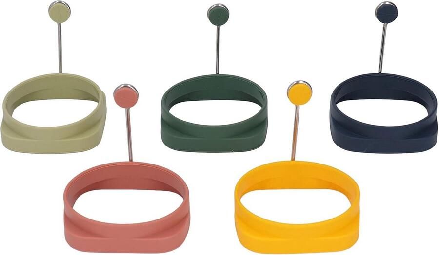 Set van 5 Siliconen Eierringen Non-stick Bakvormen voor Perfecte Gebakken Eieren Pannenkoeken en Omeletten