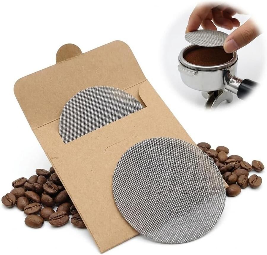 Set van 58 mm RVS Espresso Puck Strainer met 1 mm en 1.7 mm Filter voor Koffiemachines en Accessoires