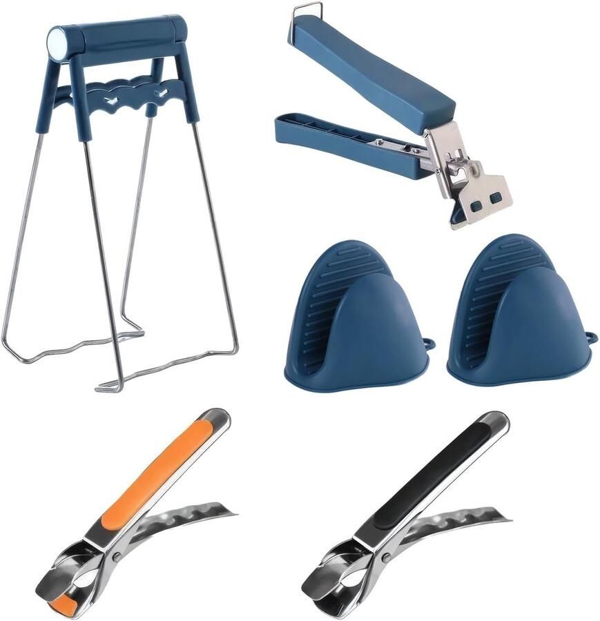 Set van 6 Airfryer Tangen Plate Lifter + Scale Clip + Antislip Handschoenen Bescherming tegen brandwonden ShopVlot