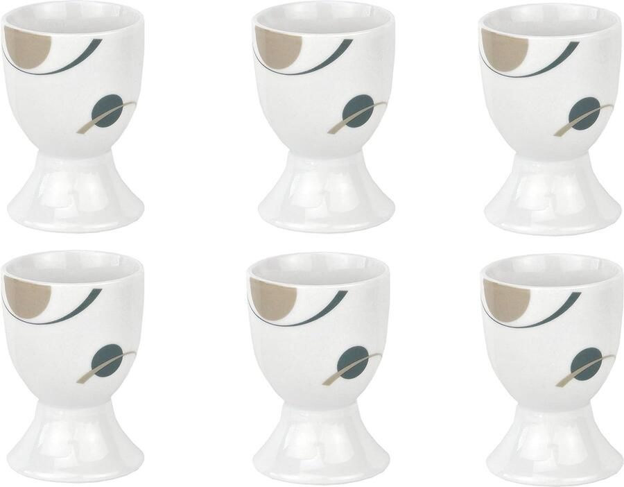 Set van 6 eierdopjes 4 8 cm porselein wit met decor