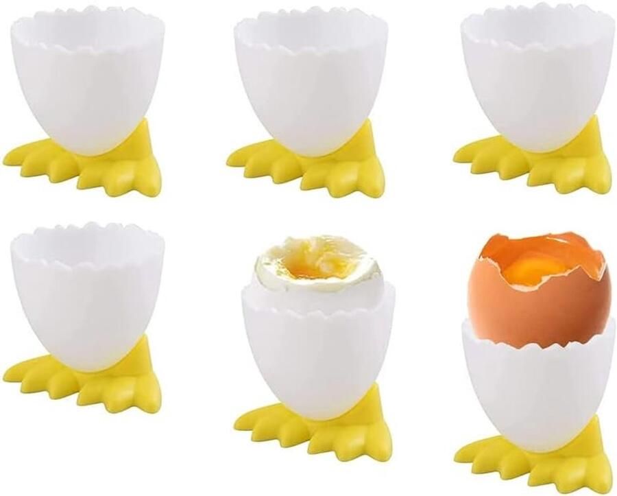 Set van 6 eierdopjes cartoon eierstandaard eierdopje grappig kunststof grappige eierdopjes voor kinderen voor ontbijt eierdopjes set van plastic grappige eierdopjes voor zacht voor