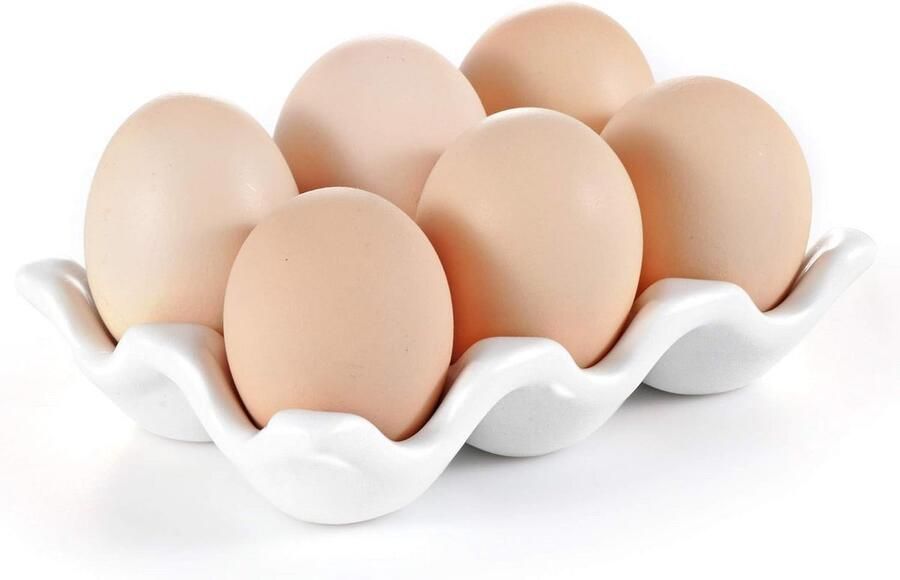 Set van 6 Eierdopjes Houder Keramisch & Porselein Eierrek Wit