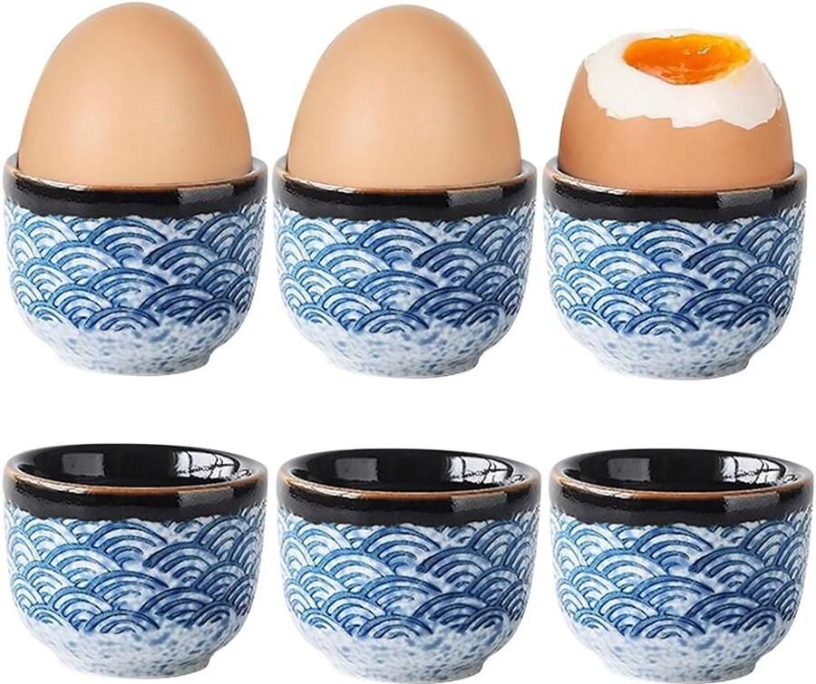 Set van 6 eierdopjes porselein eierdopjes porselein vintage mooie eierdopjes kleurrijk eierdopje porselein voor elke ontbijttafel hard zacht gekookte eieren alle afmetingen