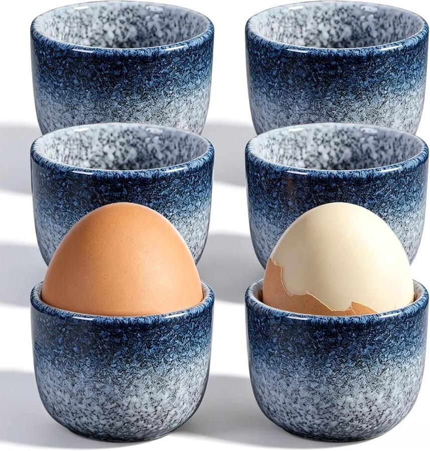 Set van 6 eierdopjes porseleinen eierdopjes diameter 5 cm hoogte 4 8 cm ovenglazuurproces glad en braamvrij vaatwasmachinebestendig en in geschenkdoos eierdopjes voor ontbijttafels