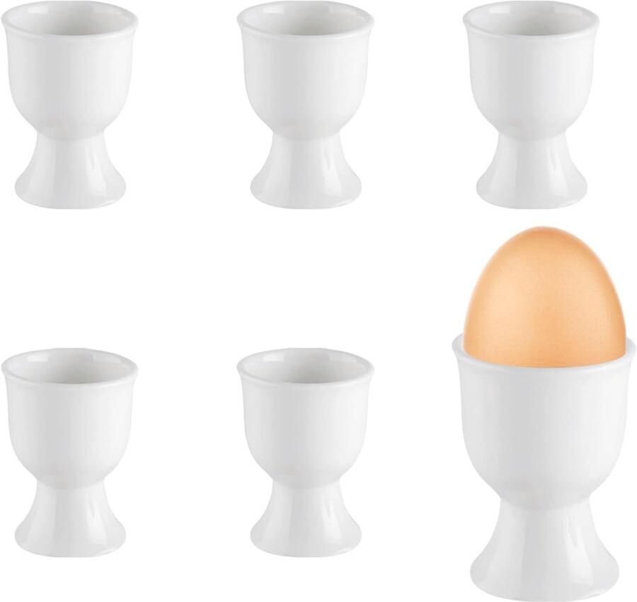Set van 6 eierdopjes van porselein wit porselein 7 x 5 2 cm stapelbaar witte ronde porseleinen eierdopjes met bodem voor het ontbijt bij het brunch wit