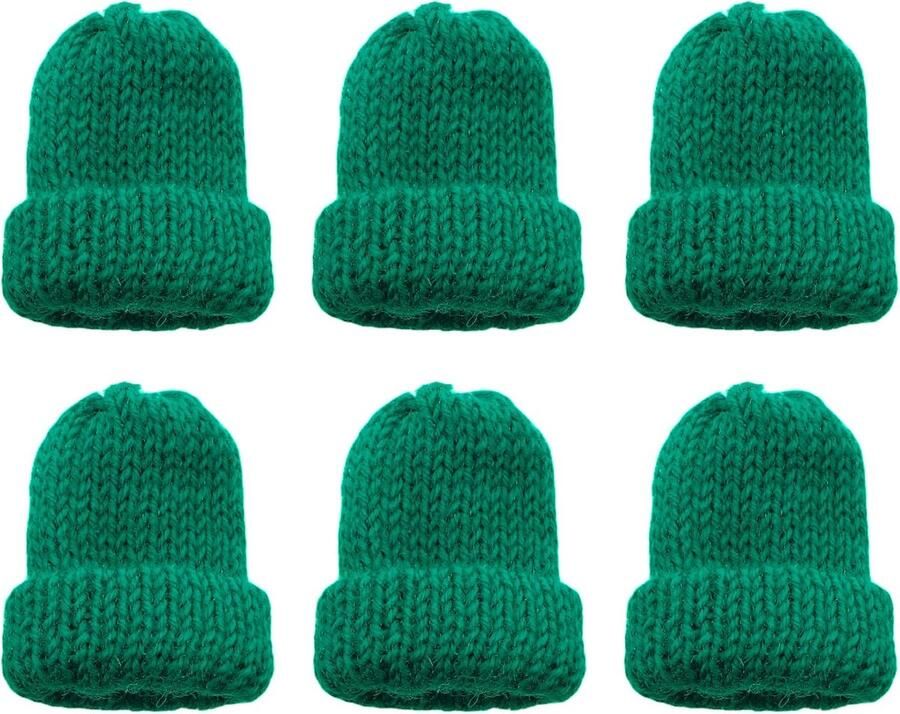 Set van 6 gebreide eierwarmers eiwarmers van gebreid gebreide eierwarmers voor ontbijt-eieren mini-muts knutselbenodigdheden cadeau-idee verjaardag verhuizing (donkergroen)