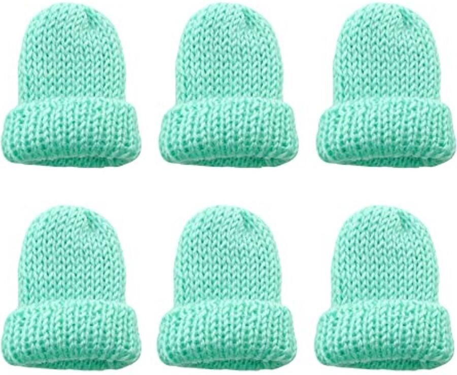 Set van 6 gebreide eierwarmers voor een gezellig ontbijt