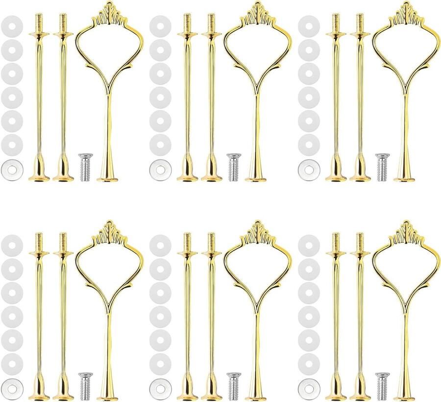 Set van 6 Gelaagde Serving Tangen voor Buffetten Bruiloften en Feestjes Ideaal voor Taarten en Koekjes Decoratie (Goud)