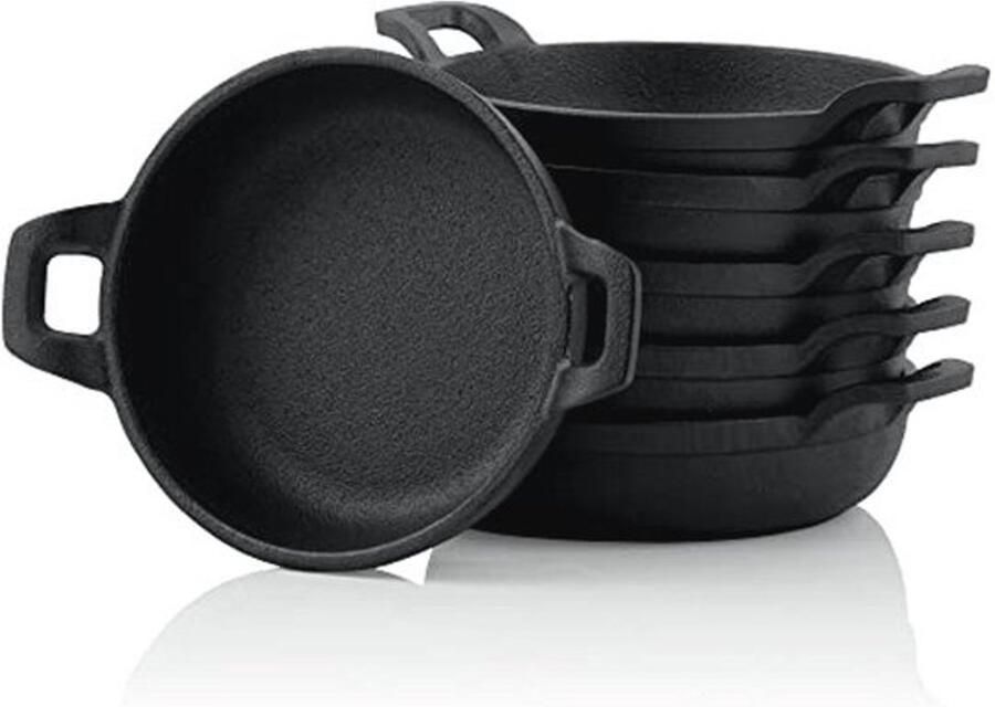 Set van 6 Gietijzeren Grillpannen Ø 13 cm Voorgekookt en Voorverbrand