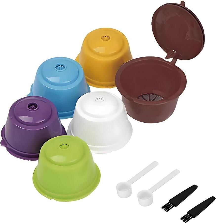 Set van 6 Herbruikbare Capsules voor Koffiezetapparaat Plastic Koffiecapsules Navulbare Capsules voor Thuis Appartementen en Cafés