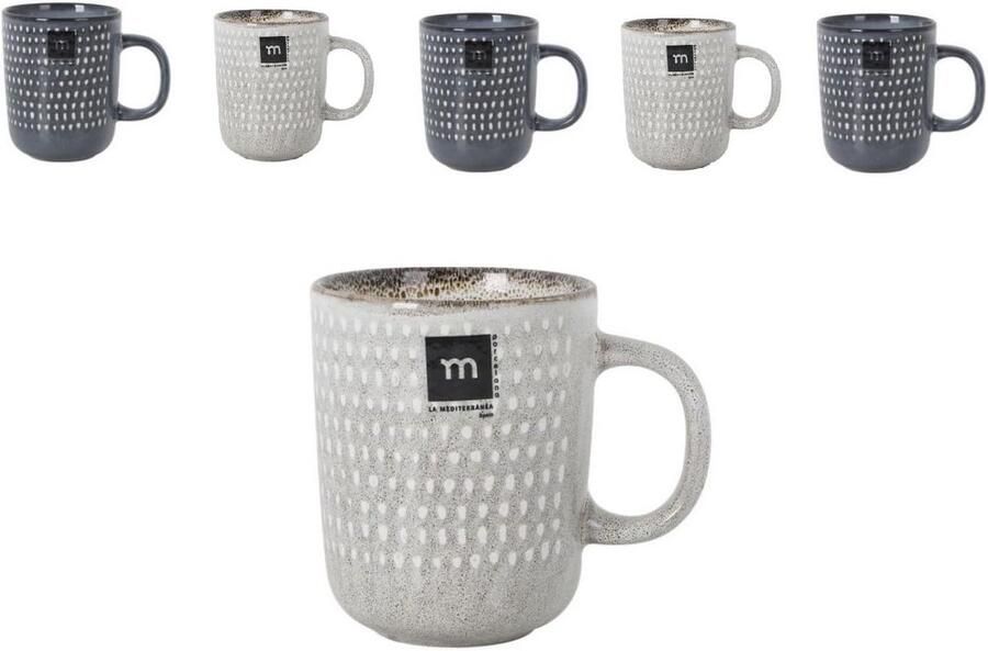 Set van 6 keramische koffiekopjes Blauw en Grijs Geschikt voor Espresso Cappuccino en Latte