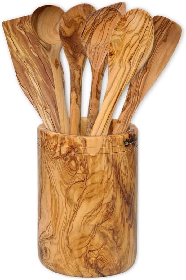 Olijfhouten Lepelset Kleine Lepels Koken en Serveren Uniek Houtsnijwerk 6 Delig Natuurlijk Hout